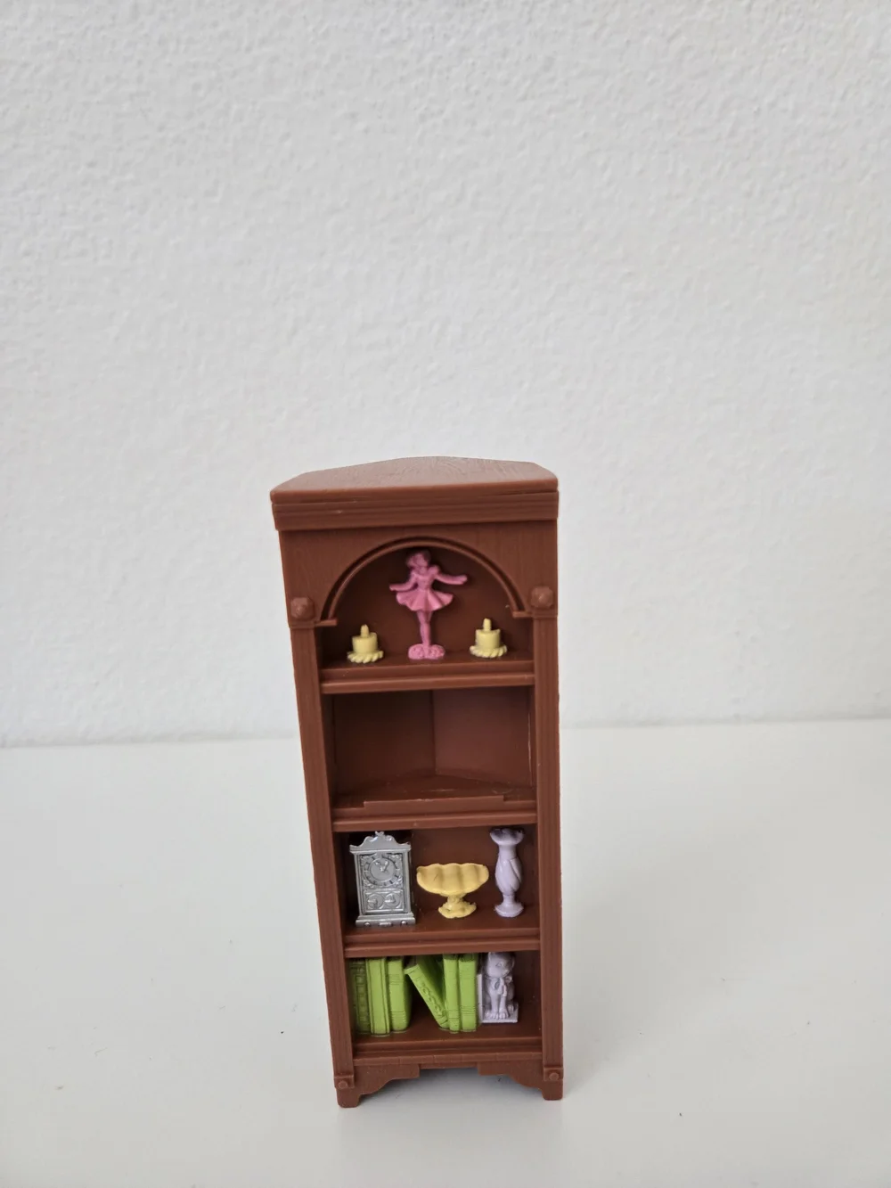 Fisher Price Loving Family Dollhouse Brown Corner Bookshelf Curio Cabinet TOY